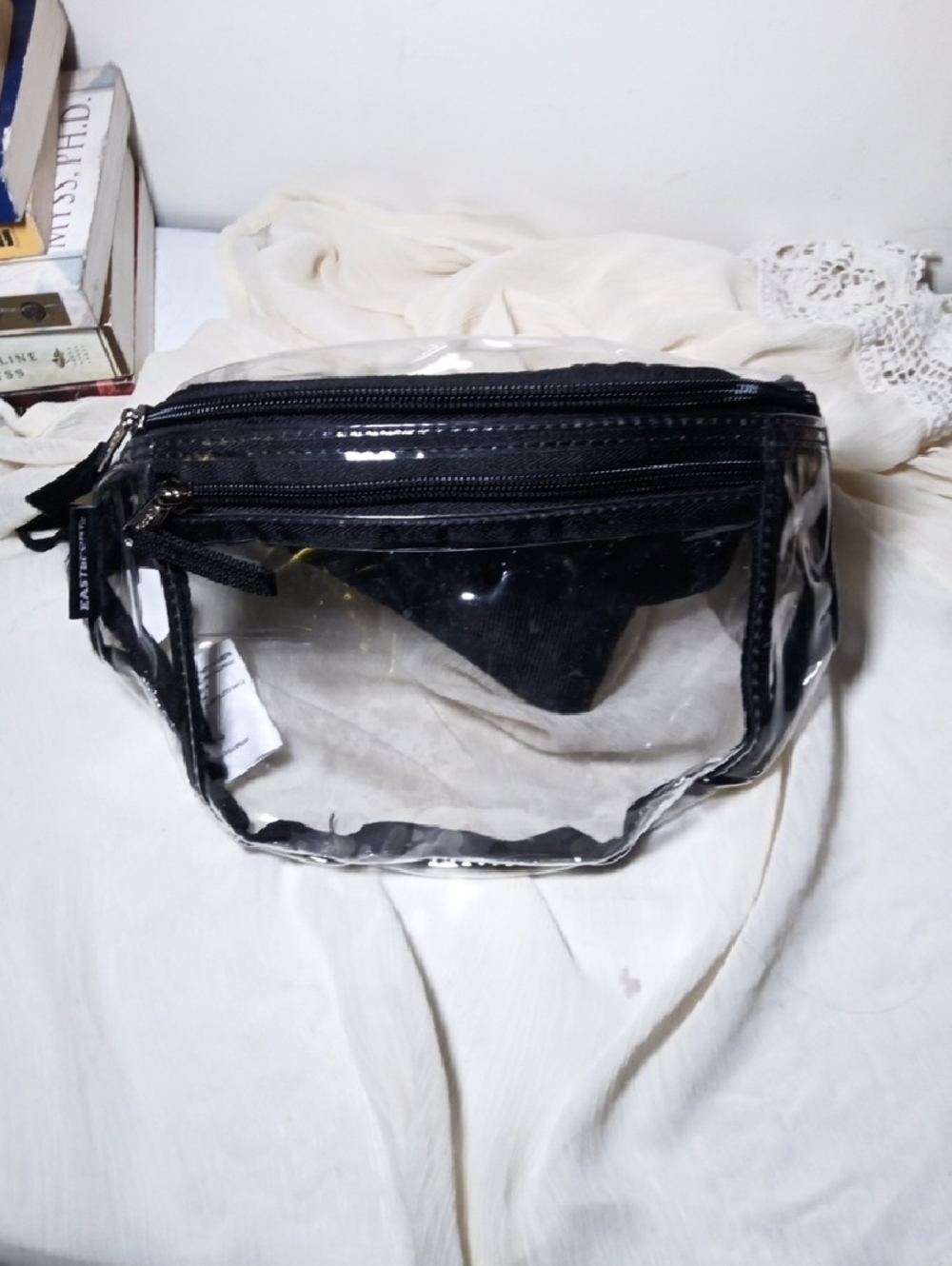 Clear And Black Trim Waist Bag